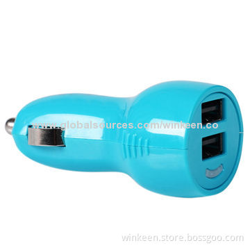 Dual USB Output In-car Charger with 2.1A Output, Ideal for Smartphones and Tablet PCs